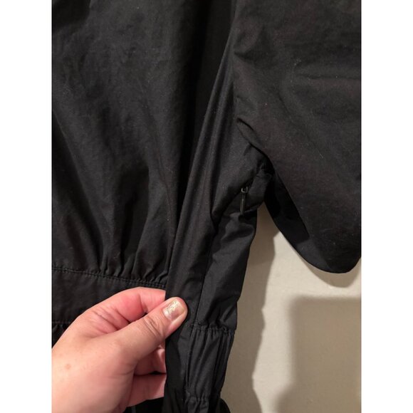 French Connection Black Puff Sleeve Midi Dress With V-Neckline & Tiered Skirt Wo - Picture 12 of 14